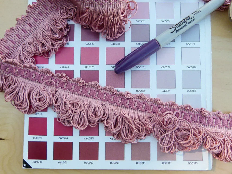 By Yard Scalamandre Papillons Pink Silk Loop Fringe Butterfly MSRP USD 98/Y