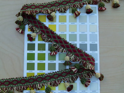 By Yard Scalamandre Muriel Silk Tassel Fringe Red Gold Green MSRP USD 159/Y