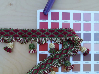 By Yard Scalamandre Muriel Silk Tassel Fringe Red Gold Green MSRP USD 159/Y