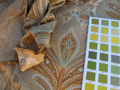 Scalamandre Old World Weavers Darani Silk Damask+embroidery Antique Gold MSRP USD 436/Y