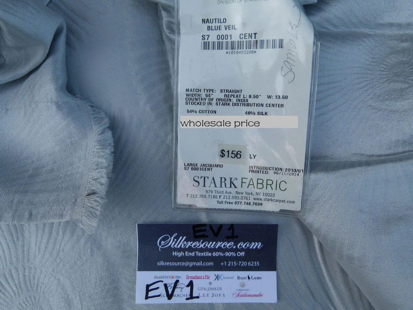 14 Ev1 2y+more Scalamandre Nautilo Blue Veil Silver Grey MSRP USD 312/Y