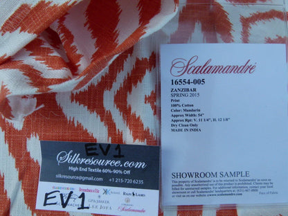 19 Ev1 1y Scalamandre Zanzibar Mandarin Orange Cotton Ikat