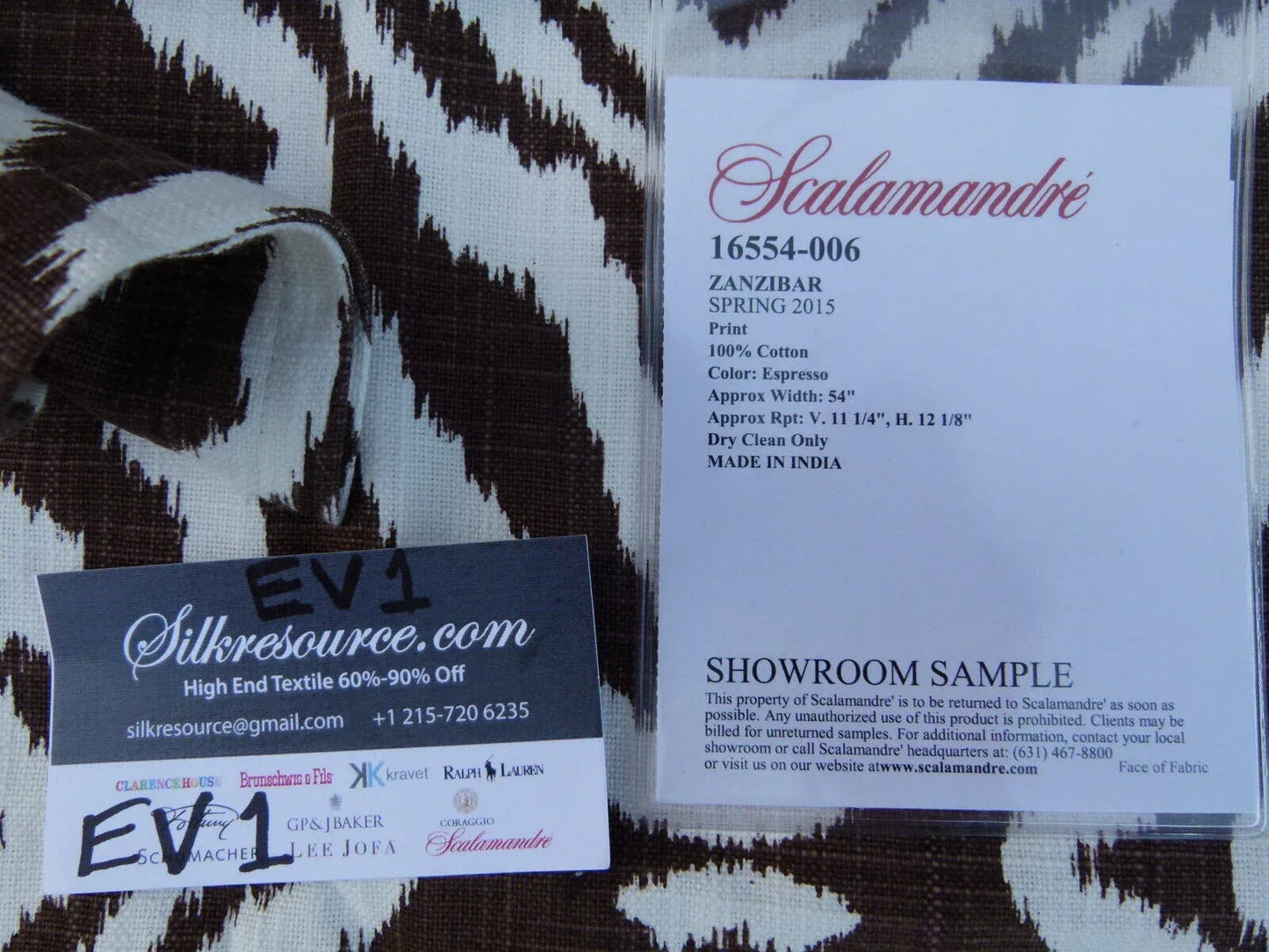 20 Ev1 1y Scalamandre Zanzibar Espresso Dark Brown Cotton Ikat