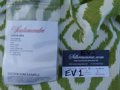 22 Ev1 Scalamandre Zanzibar Vert Green Cotton Ikat