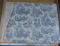 4 Ev2 Scalamandre 2.4 Yards Toile De Laval Blue Cream Figurative Cotton Print French