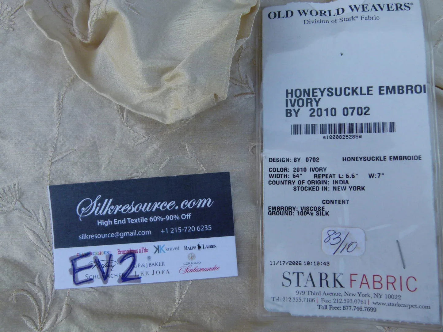 5 Ev2 1.2y Scalamandre Honeysuckly Silk Embroidery Ivory Off White