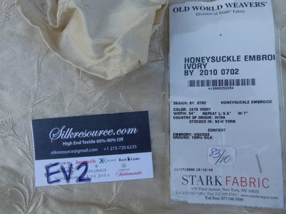 5 Ev2 1.2y Scalamandre Honeysuckly Silk Embroidery Ivory Off White