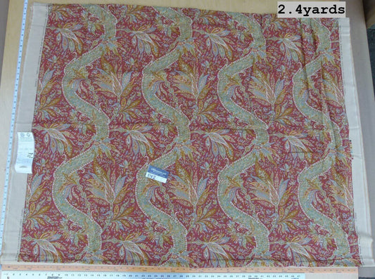 6 Ev2 Scalamandre Satya Sage Coral Red Exotic Foliage Print Italy