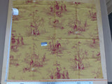 8 Ev2 1.2y Scalamandre Voyage En Chine Red Yellow Chinoiserie Print