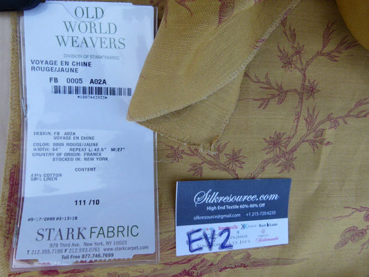 8 Ev2 1.2y Scalamandre Voyage En Chine Red Yellow Chinoiserie Print