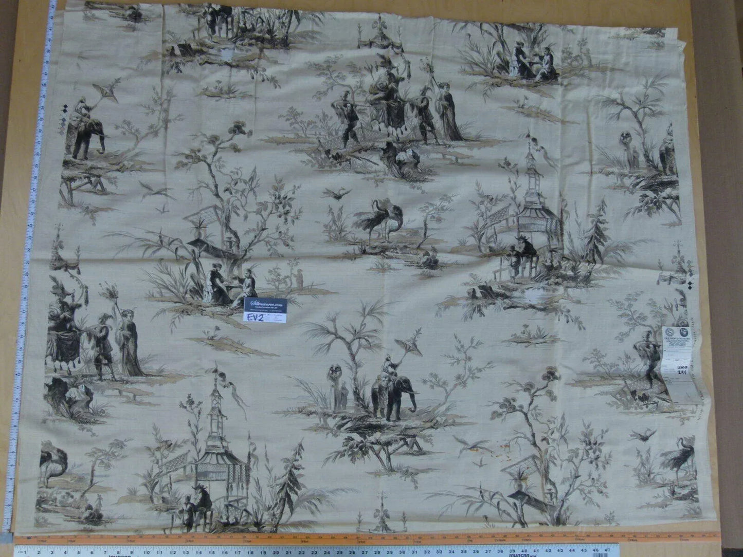 9 Ev2 2.4y Scalamandre Voyage En Chine Black Chinoiserie Print