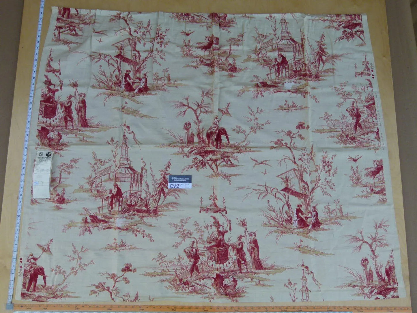 11 Ev2 1.2y Scalamandre Voyage En Chine Red Chinoiserie Print