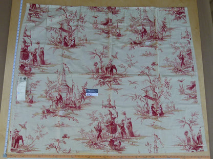11 Ev2 1.2y Scalamandre Voyage En Chine Red Chinoiserie Print