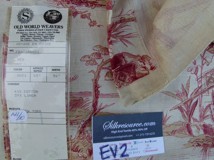 11 Ev2 1.2y Scalamandre Voyage En Chine Red Chinoiserie Print