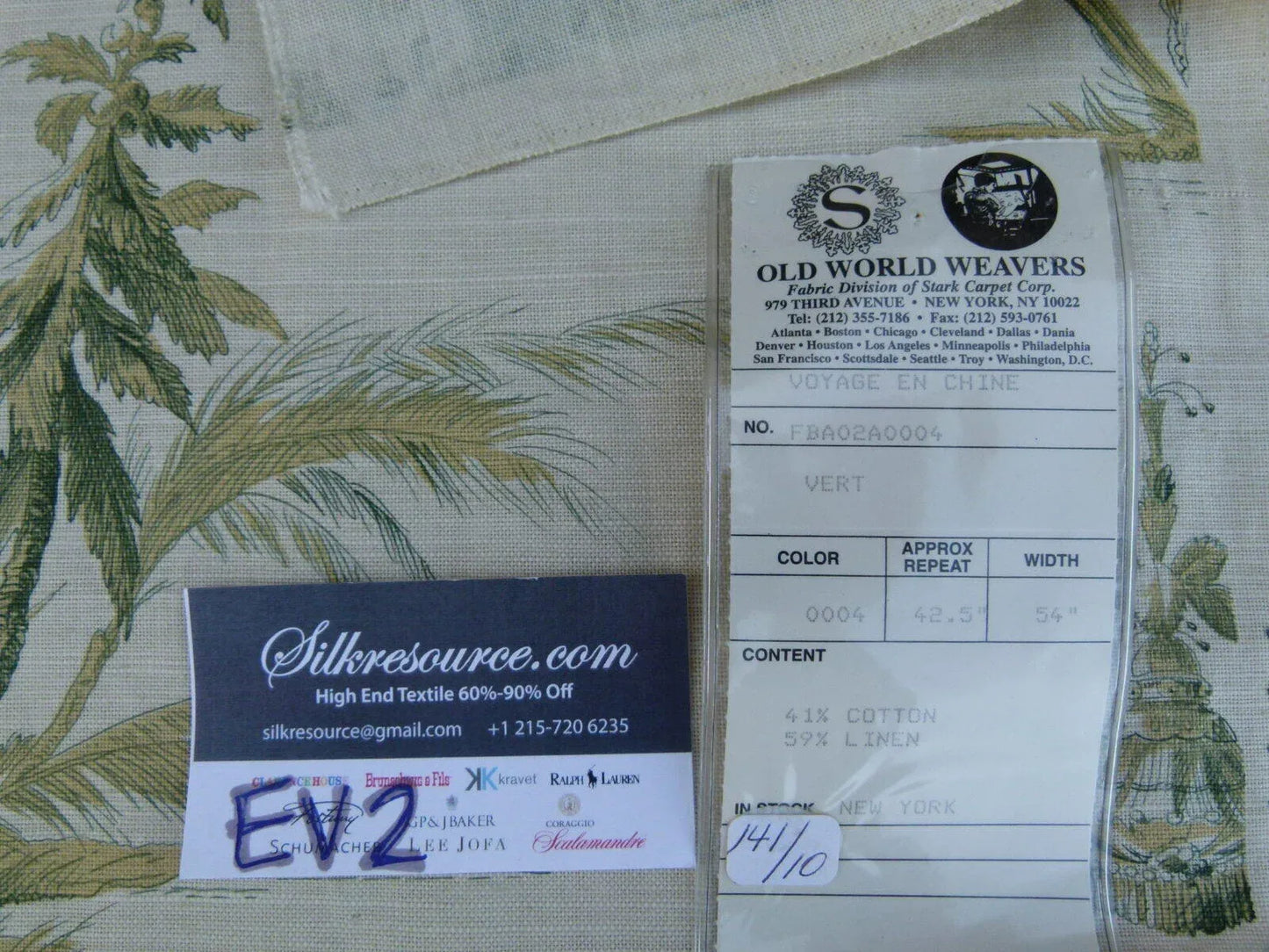 13 Ev2 1.2y Scalamandre Voyage En Chine Vert Green Chinoiserie Print MSRP USD 388/y