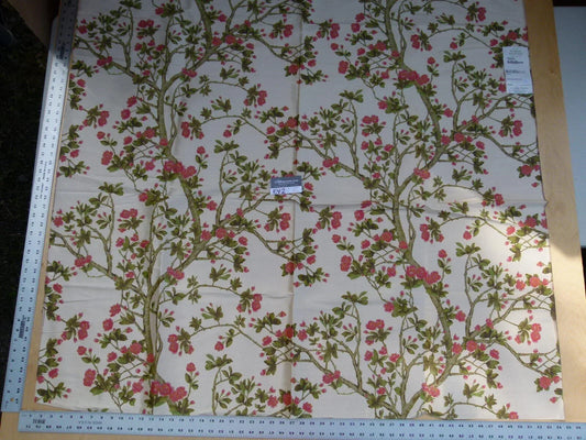 14 Ev2 1.2y Scalamandre Knollwood Coral Pink Cherry Blossom Print Silk