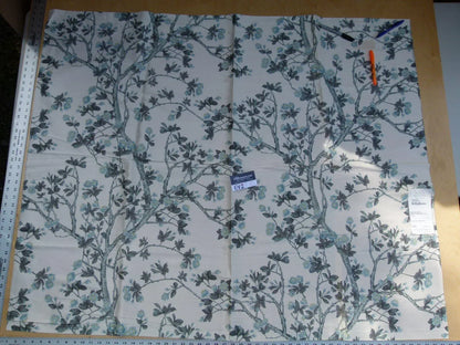 15 Ev2 1.2y Scalamandre Knollwood Blue Pewter Cherry Blossom Print Silk
