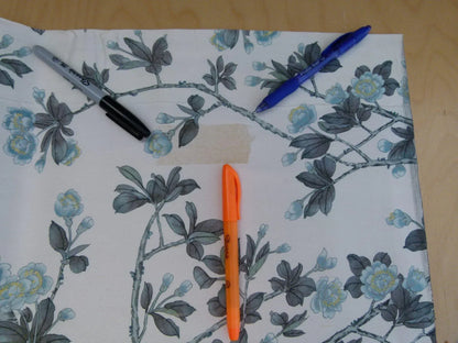 15 Ev2 1.2y Scalamandre Knollwood Blue Pewter Cherry Blossom Print Silk