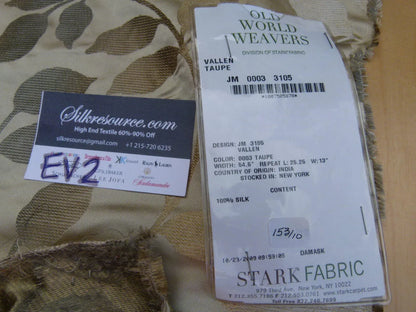 31 Ev2 1.3y Scalamandre Vallen Taupe Tan Grey Silk Leaf Woven