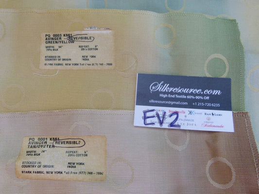 34 Ev2 2.4y Scalamandre Avinger Blue Yellow Abstract Circle Silk Cotton