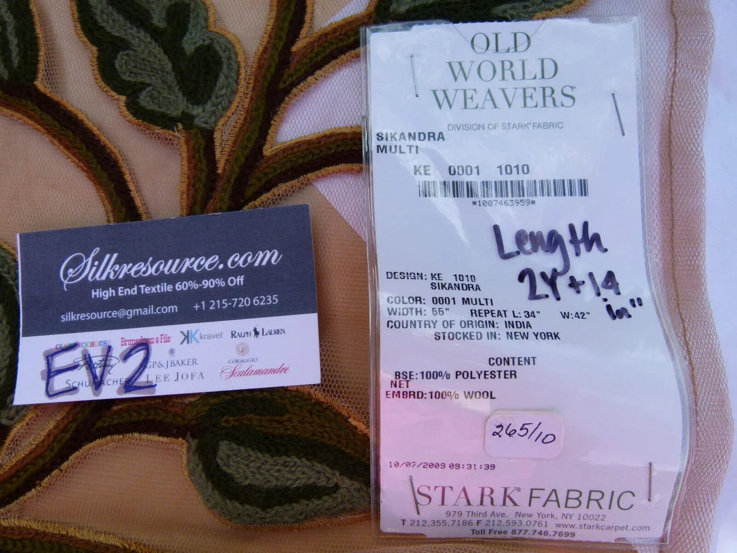 40 Ev2 2.3y Scalamandre Sikandra Multi Crewel Sheer Embroidery Width 40 inches MSRP USD 770/Y