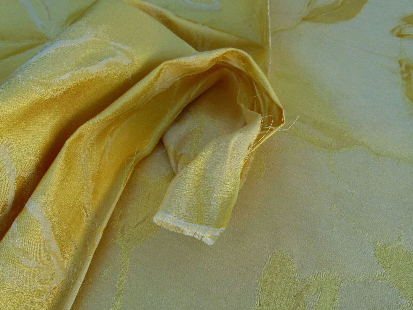 By Yard Scalamandre Gw Maharajah Citron Yellow Lemon Silk Linen Damask Reversible MSRP USD 348/Y
