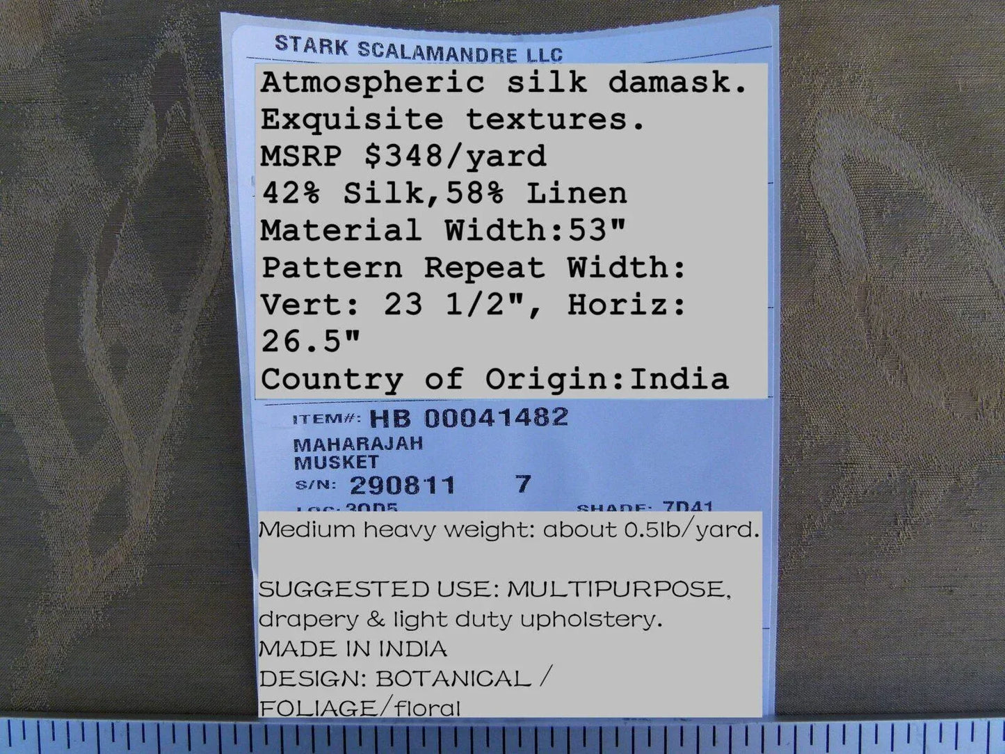 By Yard Scalamandre Gw Maharajah Musket Brown Pink Peach Silk Linen Damask Reversible MSRP USD 348/Y