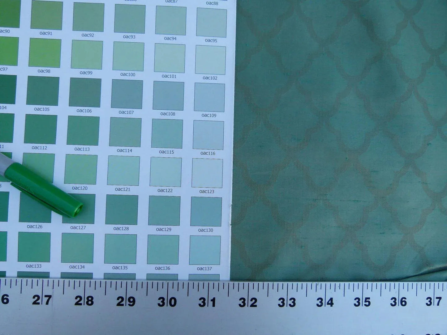 Scalamandre Bangalore Milan Green Blue 100% Silk Fish Scale Ocean Wave MSRP USD 148/Y