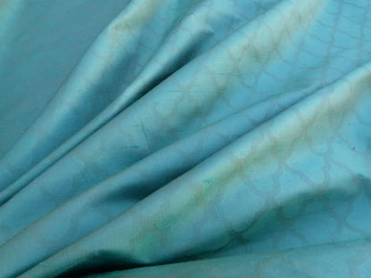Scalamandre Bangalore Milan Green Blue 100% Silk Fish Scale Ocean Wave MSRP USD 148/Y