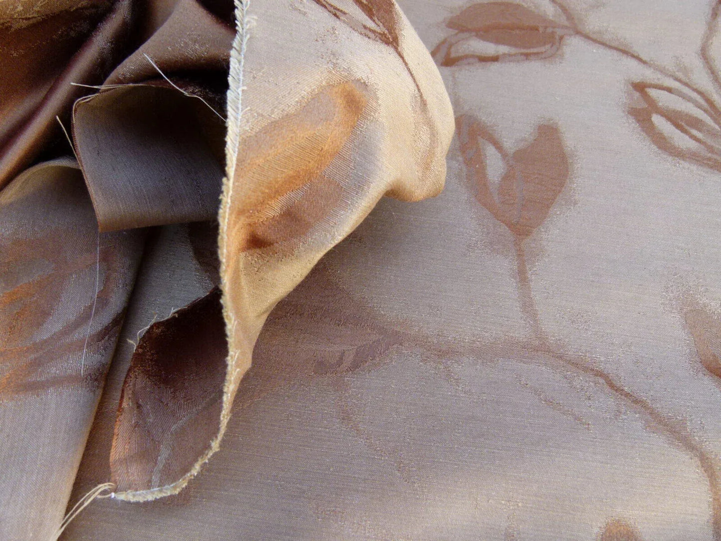 By Yard Scalamandre Gw Maharajah Chestnut Brown Silk Linen Damask Reversible MSRP USD 348/Y