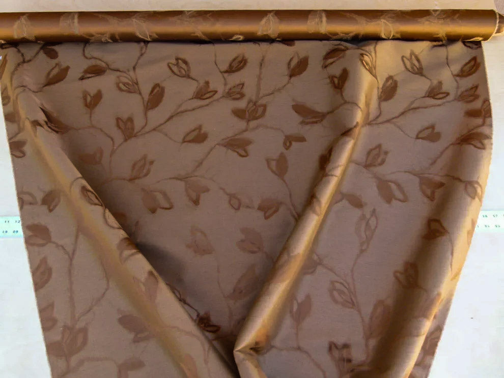 By Yard Scalamandre Gw Maharajah Chestnut Brown Silk Linen Damask Reversible MSRP USD 348/Y