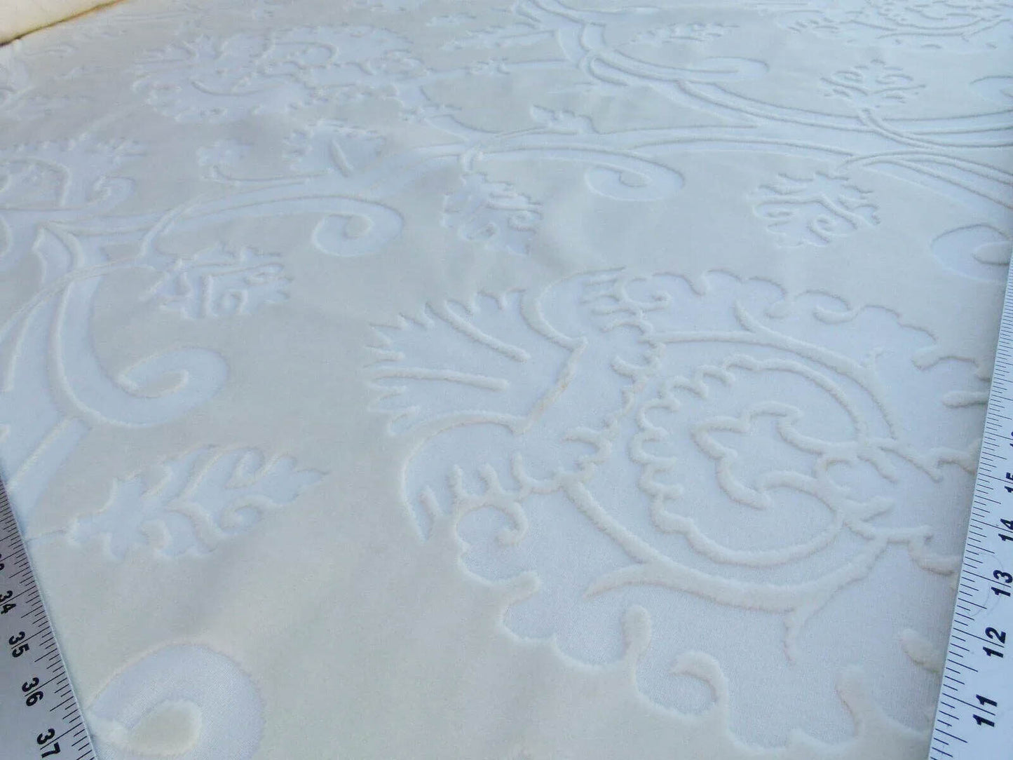 3 yards Scalamandre Fonthill Velours Savoie Cream White Cut Velvet 100% Cotton Old World Weavers MSRP USD 304/Y Minor Defect