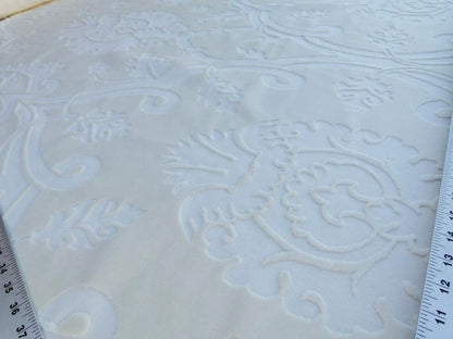 3 yards Scalamandre Fonthill Velours Savoie Cream White Cut Velvet 100% Cotton Old World Weavers MSRP USD 304/Y Minor Defect