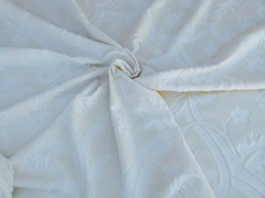 By Yard Scalamandre Fonthill Velours Savoie Cream White Cut Velvet 100% Cotton Old World Weavers MSRP USD 304/Y
