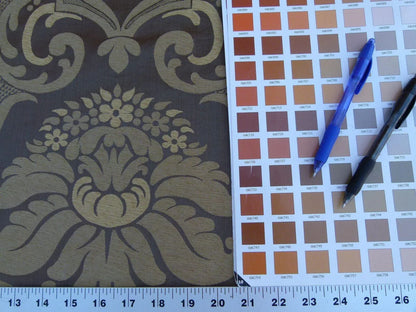 Old World Weavers Scalamandre Bellona Mocha Brown Gold Thick Renaissance Silk Damask MSRP USD 650/Y
