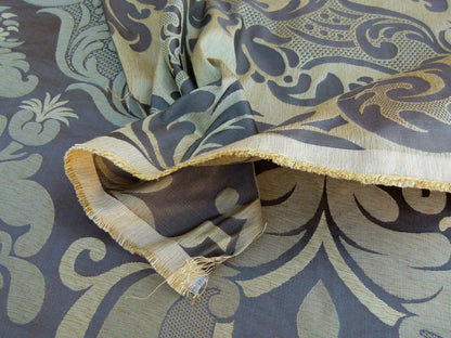 Old World Weavers Scalamandre Bellona Mocha Brown Gold Thick Renaissance Silk Damask MSRP USD 650/Y