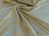 Scalamandre Navonna Gold Yellow Neoclassical Silk Lampas Medallion Crest MSRP USD 444/yard  Old World Weavers