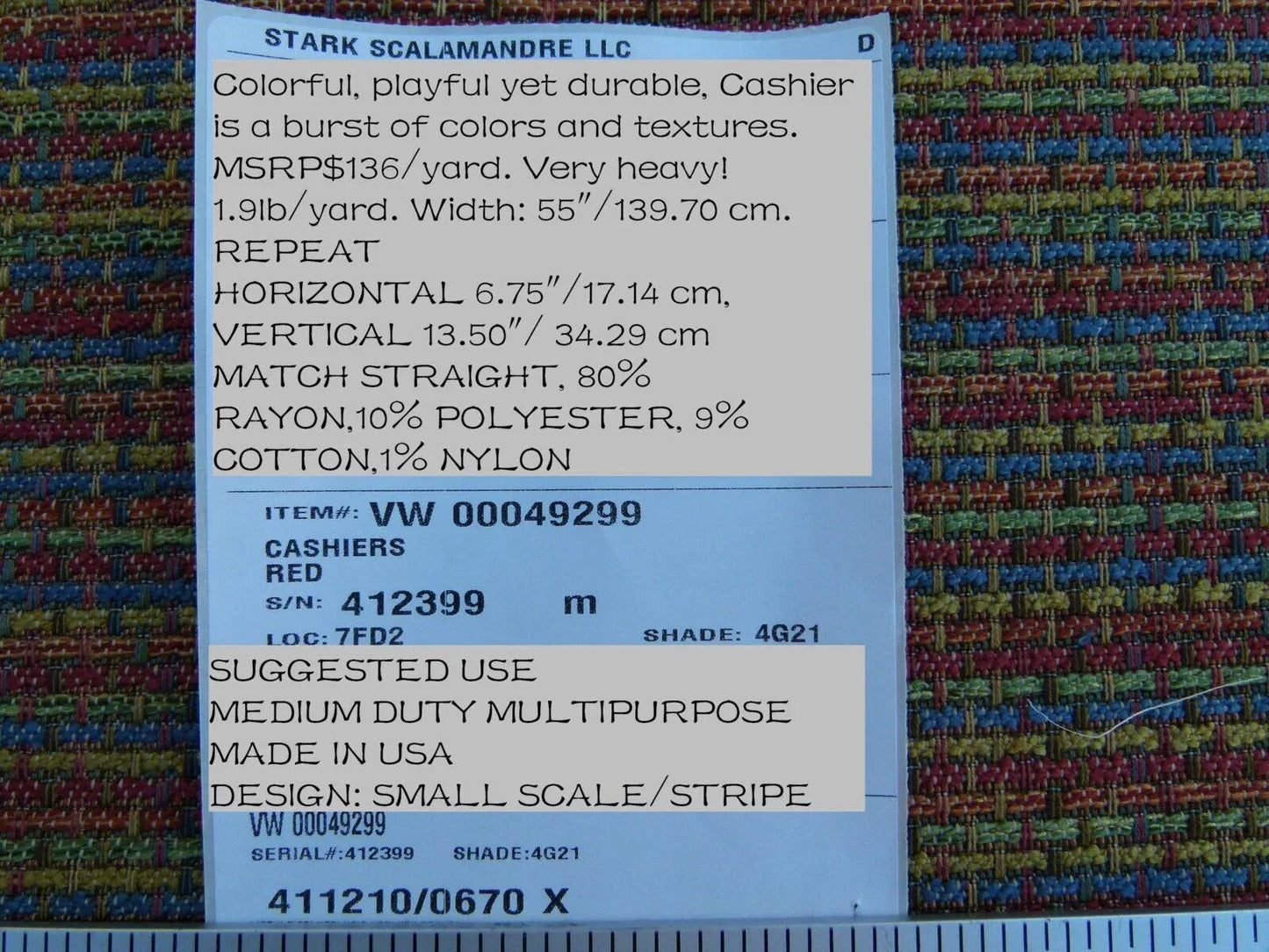 Scalamandre Cashiers Red Blue Pink Green Mini Texture Rayon Cotton Tweed Thick! Old World Weavers MSRP USD 136/Y