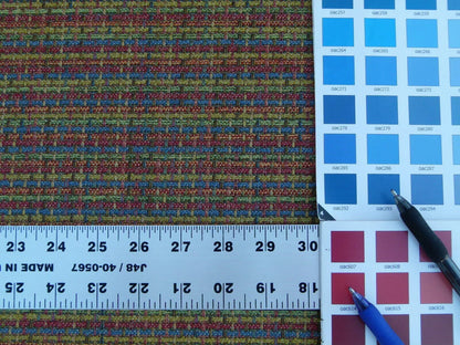 Scalamandre Cashiers Red Blue Pink Green Mini Texture Rayon Cotton Tweed Thick! Old World Weavers MSRP USD 136/Y