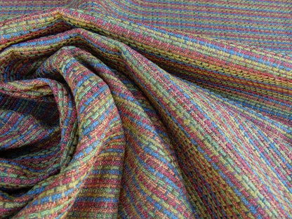 Scalamandre Cashiers Red Blue Pink Green Mini Texture Rayon Cotton Tweed Thick! Old World Weavers MSRP USD 136/Y