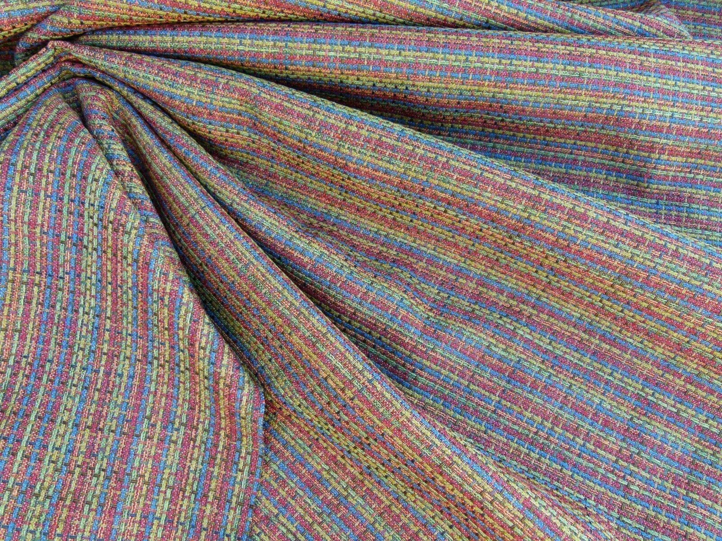 Scalamandre Cashiers Red Blue Pink Green Mini Texture Rayon Cotton Tweed Thick! Old World Weavers MSRP USD 136/Y