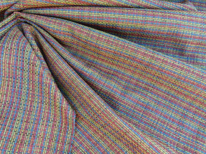 Scalamandre Cashiers Red Blue Pink Green Mini Texture Rayon Cotton Tweed Thick! Old World Weavers MSRP USD 136/Y