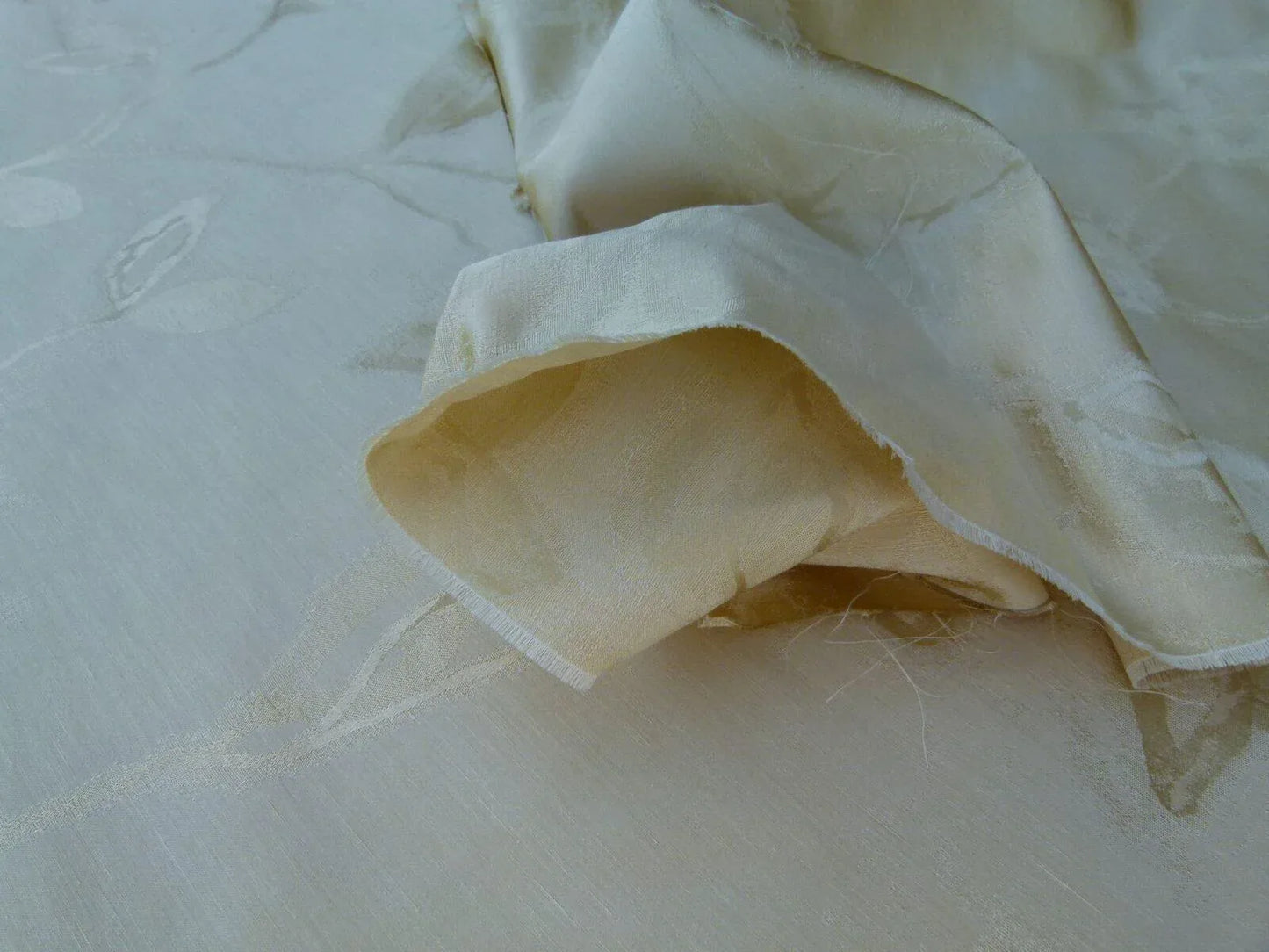 By Yard Scalamandre Gw Maharajah Eggshell Cream Ivory Silk Linen Damask Reversible MSRP USD 348/Y
