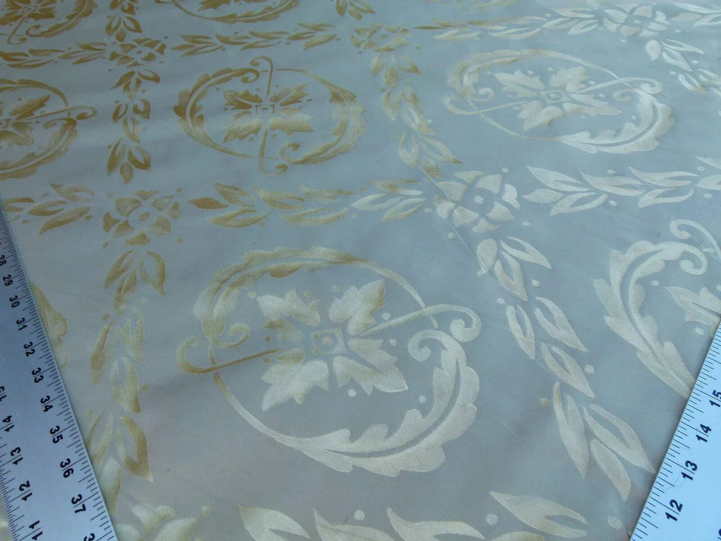 Scalamandre Navonna Pearl Grey Neoclassical Silk Lampas Medallion Crest MSRP USD 444/yard  Old World Weavers