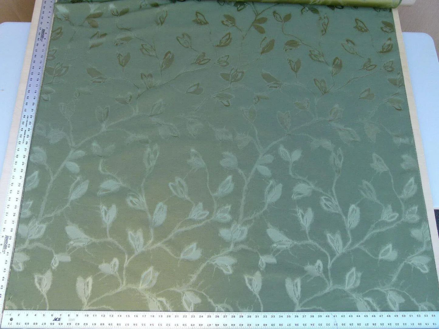 By Yard Scalamandre Gw Maharajah Avocado Green Gold Silk Linen Damask Reversible MSRP USD 348/Y