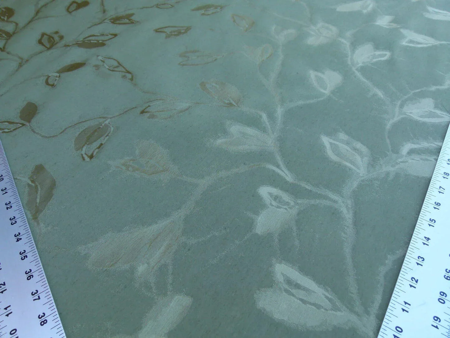 By Yard Scalamandre Gw Maharajah Avocado Green Gold Silk Linen Damask Reversible MSRP USD 348/Y