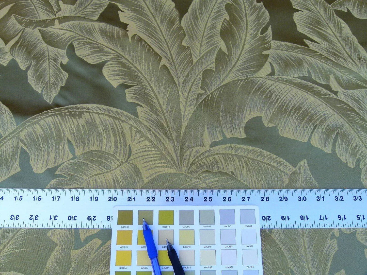 Scalamandre Havana Tropical Banana Leaves Folidage Oliva Green Gold MSRP USD 412/Y