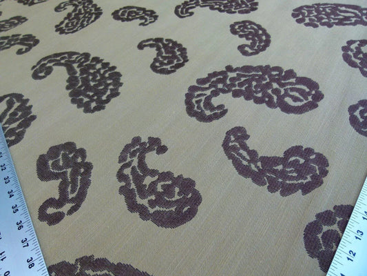 Scalamandre Katmandu Marrone Brown Chocolate Hazelnut Gold Silk Lampas Paisley MSRP USD 364