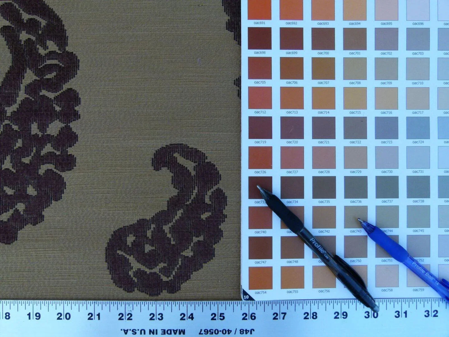 Scalamandre Katmandu Marrone Brown Chocolate Hazelnut Gold Silk Lampas Paisley MSRP USD 364