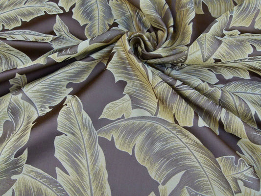 Scalamandre Havana Tropical Banana Leaves Folidage Cacao Brown Chocolate Gold MSRP USD 412/Y